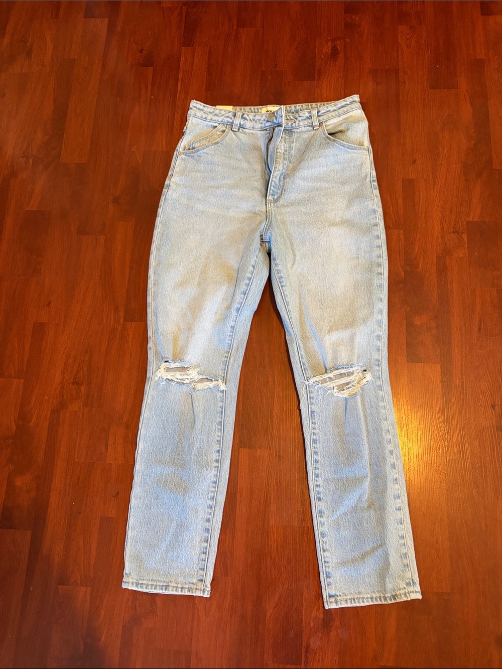 ROLLA'S Light Blue Distressed Straight-Leg Jeans